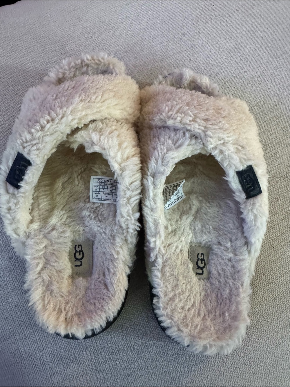 UGG Women's Plush Slide Slippers in Cream